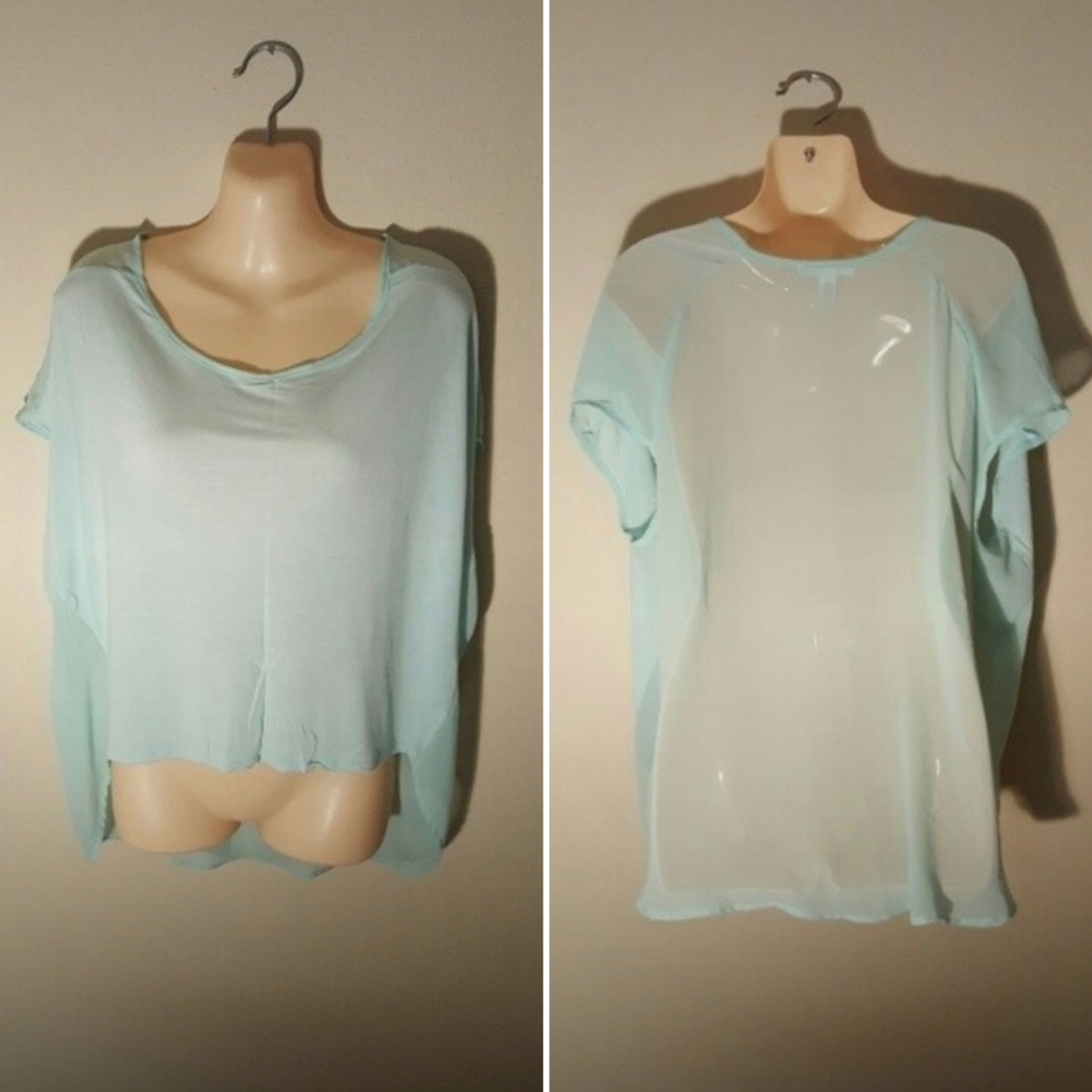 Mint HiLo Blouse w/ Sheer Back